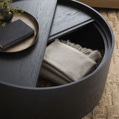 Jigasa Volume Round Storage Drum Coffee Table - Wooden bazar