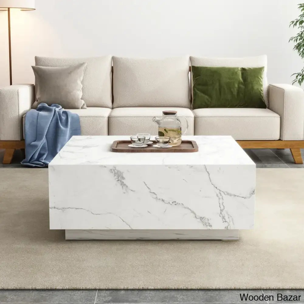 Wahidulo 35’’ Faux Marble Modern Block Coffee And Center Table