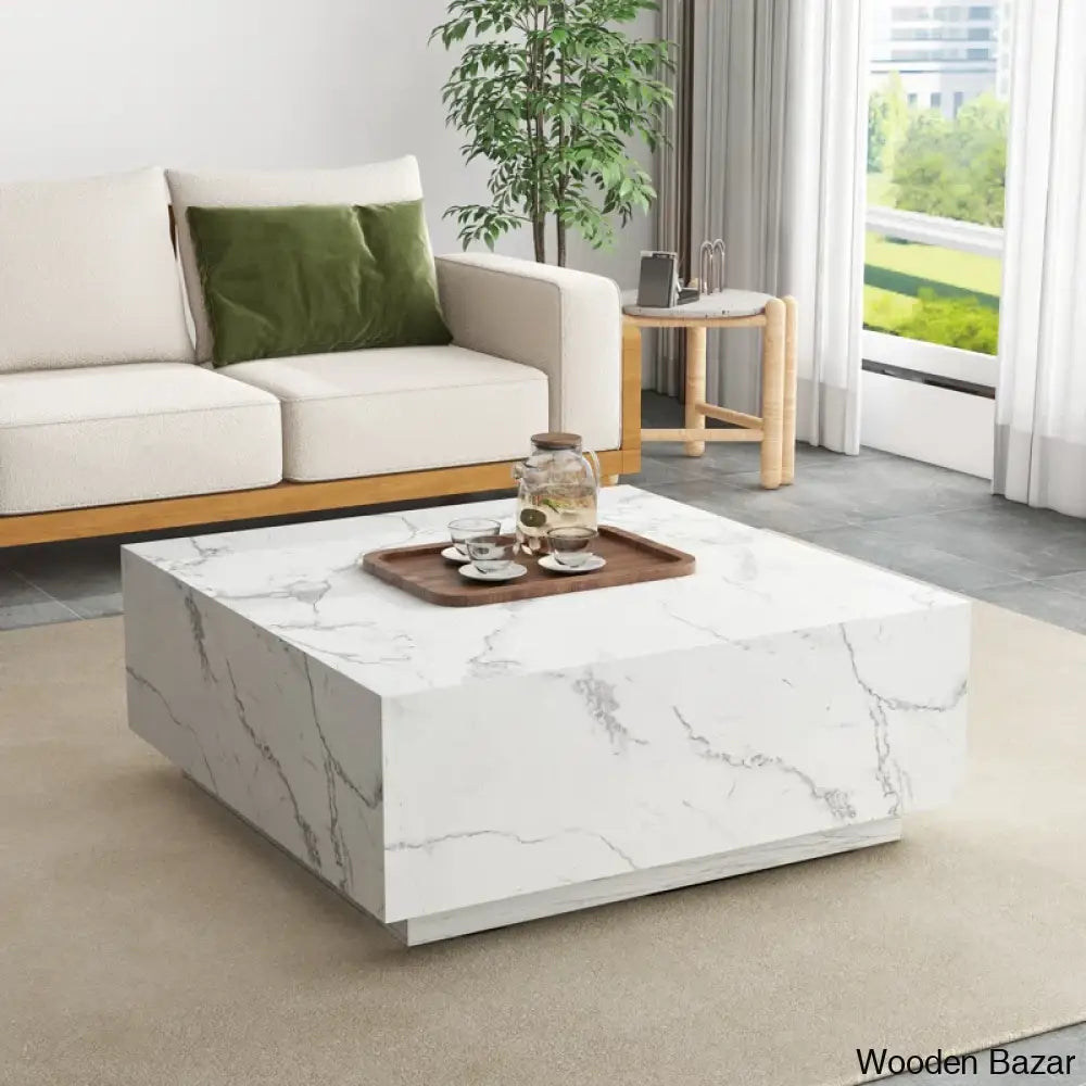 Wahidulo 35’’ Faux Marble Modern Block Coffee And Center Table