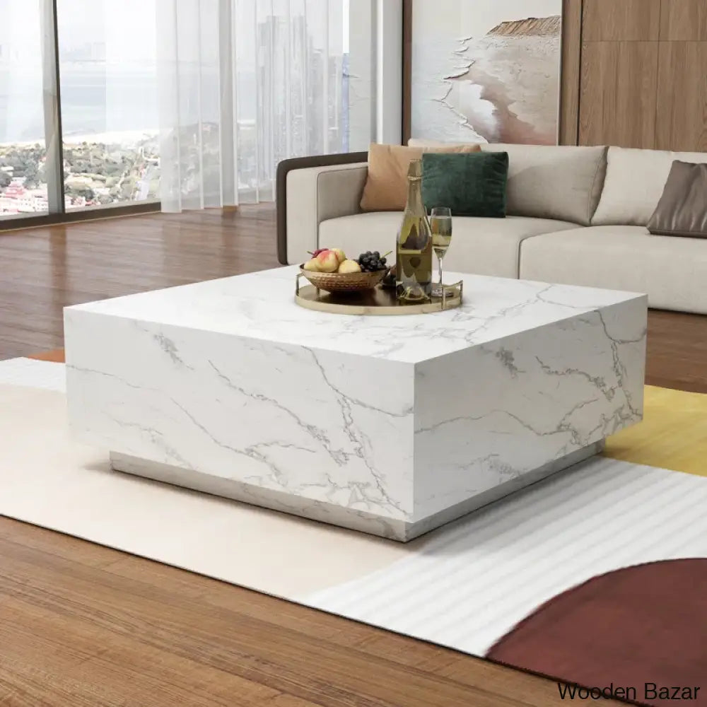 Wahidulo 35’’ Faux Marble Modern Block Coffee And Center Table