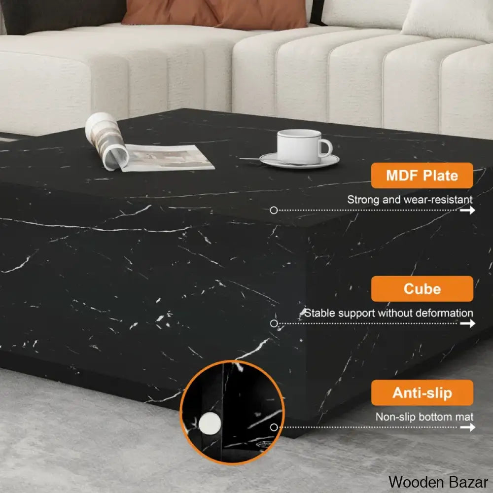 Wahidulo 35’’ Faux Marble Modern Block Coffee And Center Table