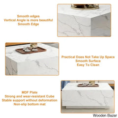 Wahidulo 35’’ Faux Marble Modern Block Coffee And Center Table