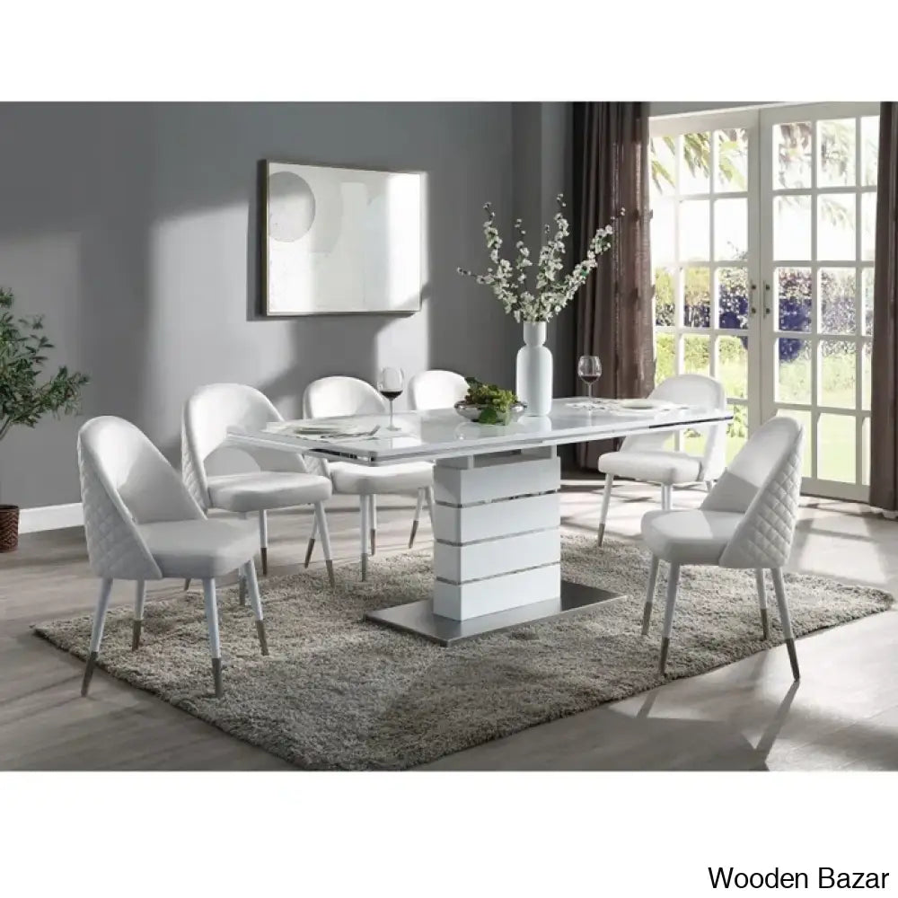 Wain 6 Seater New Extendable Pedestal Dining Set Complete