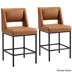 Waldaz Swivel Upholstered 26.4’’ Counter And Bar Stool With Metal Frame (Set Of 2)
