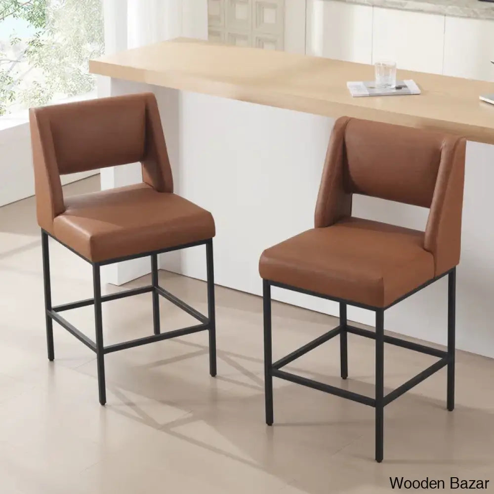 Waldaz Swivel Upholstered 26.4’’ Counter And Bar Stool With Metal Frame (Set Of 2)