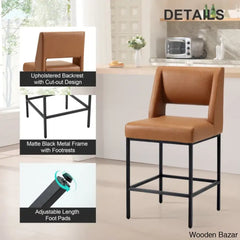 Waldaz Swivel Upholstered 26.4’’ Counter And Bar Stool With Metal Frame (Set Of 2)