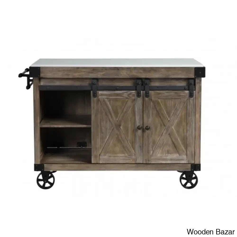 Wallaceton Marble Top Kitchen Island Trolley Cart Cabinet Kitchen Island With Storage