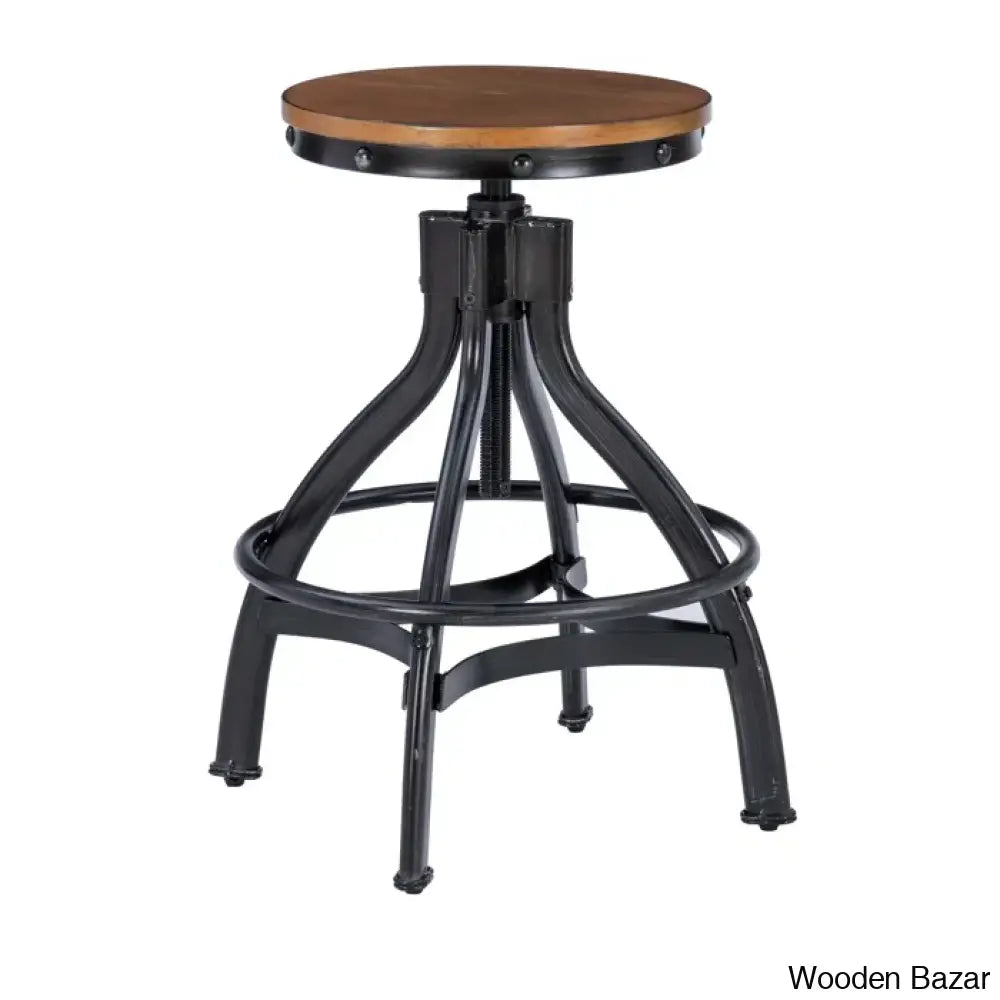 Wellmanc Swivel Adjustable Height Counter And Bar Stool With Metal Frame (Set Of 2)