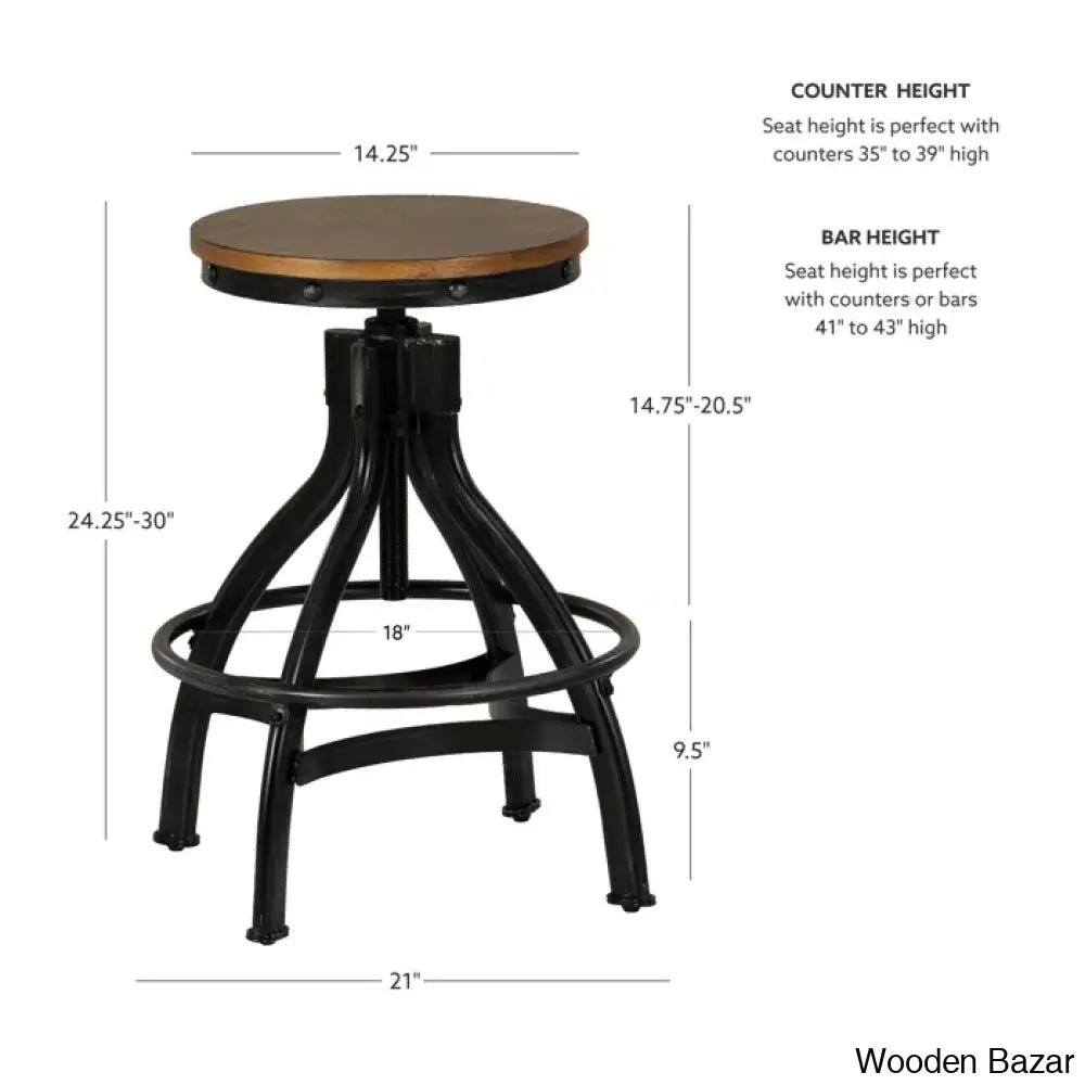 Wellmanc Swivel Adjustable Height Counter And Bar Stool With Metal Frame (Set Of 2)