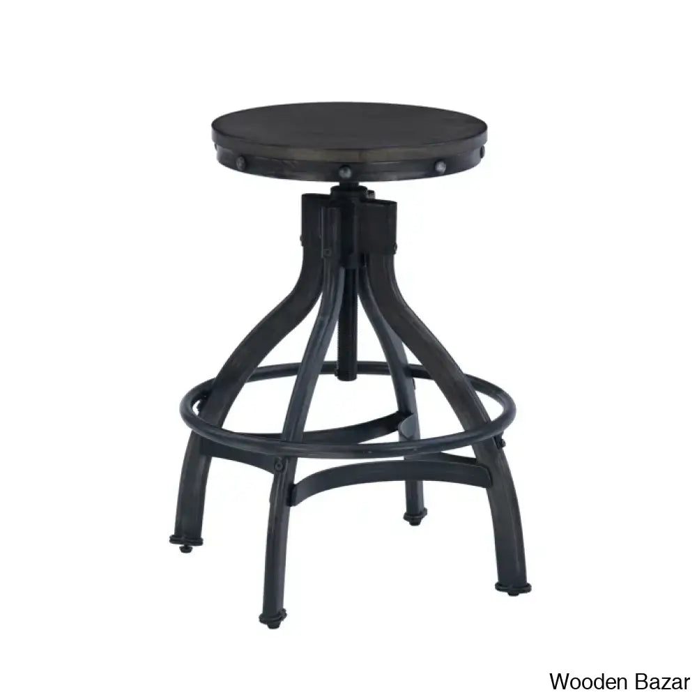 Wellmanc Swivel Adjustable Height Counter And Bar Stool With Metal Frame (Set Of 2)