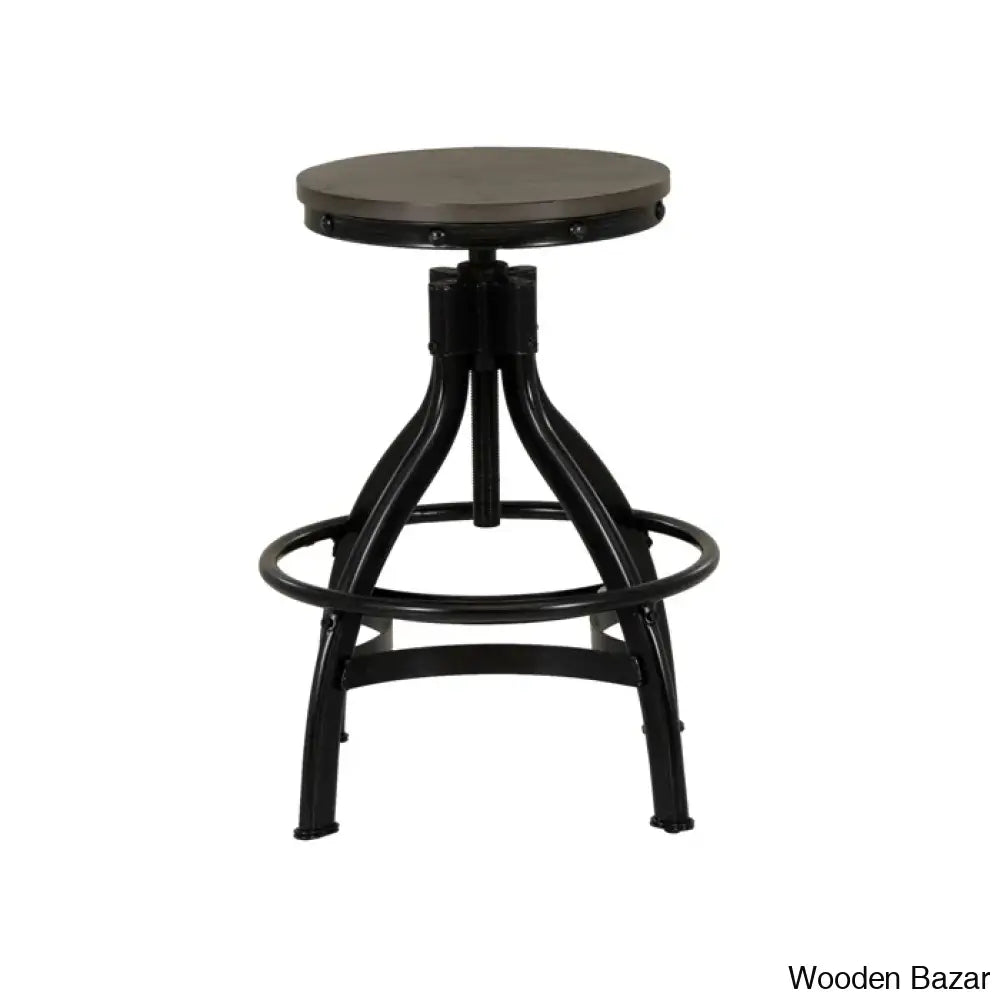 Wellmanc Swivel Adjustable Height Counter And Bar Stool With Metal Frame (Set Of 2)