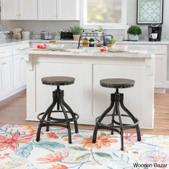 Wellmanc Swivel Adjustable Height Counter And Bar Stool With Metal Frame (Set Of 2)