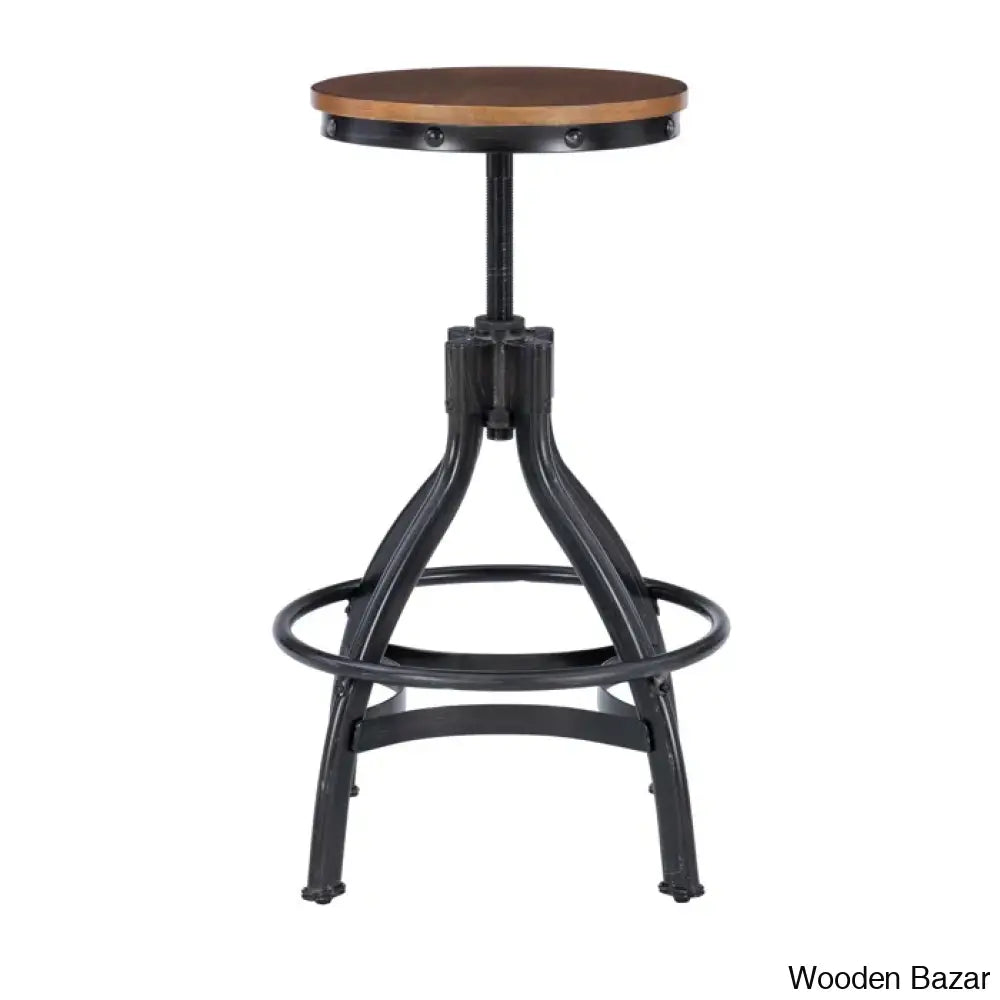 Wellmanc Swivel Adjustable Height Counter And Bar Stool With Metal Frame (Set Of 2)