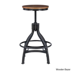 Wellmanc Swivel Adjustable Height Counter And Bar Stool With Metal Frame (Set Of 2)