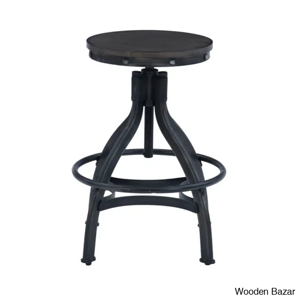 Wellmanc Swivel Adjustable Height Counter And Bar Stool With Metal Frame (Set Of 2)