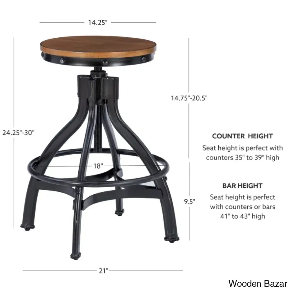 Wellmanc Swivel Adjustable Height Counter And Bar Stool With Metal Frame (Set Of 2)