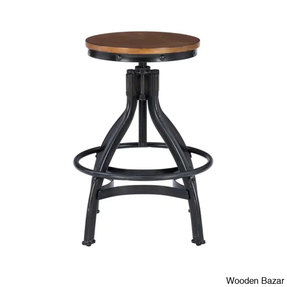 Wellmanc Swivel Adjustable Height Counter And Bar Stool With Metal Frame (Set Of 2)