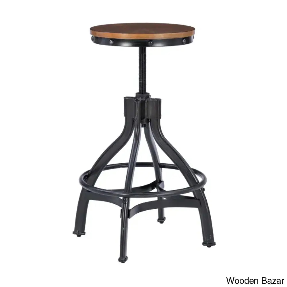 Wellmanc Swivel Adjustable Height Counter And Bar Stool With Metal Frame (Set Of 2)