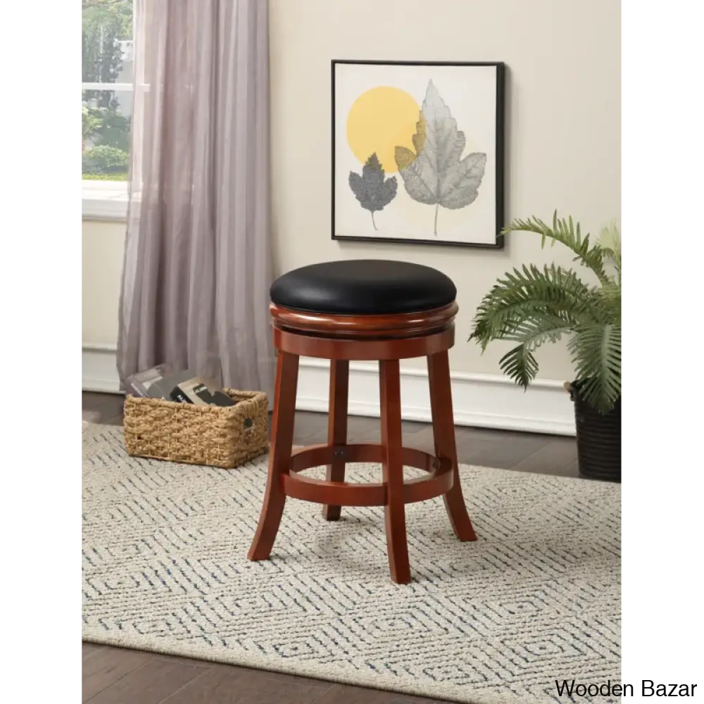 Westerbergy Swivel Upholstered Counter And Bar Stool Cherry / (24’’ Seat Height)