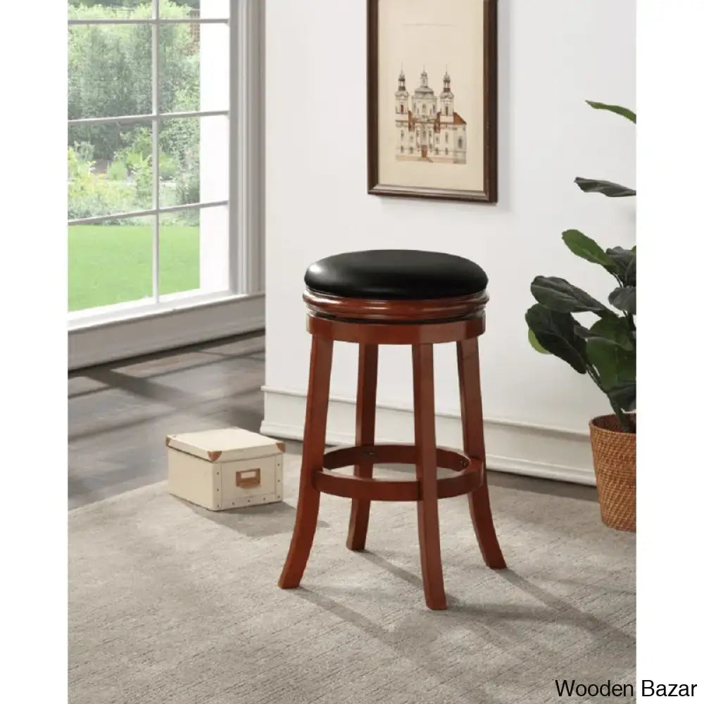 Westerbergy Swivel Upholstered Counter And Bar Stool Cherry / Bar (29” Seat Height)