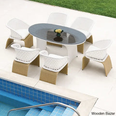 White And Khaki Aluminium And Rattan Ratio Armchairs