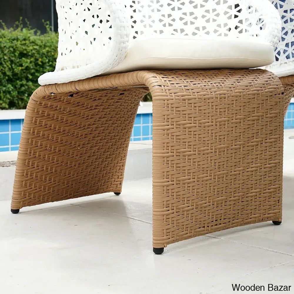 White And Khaki Aluminium And Rattan Ratio Armchairs