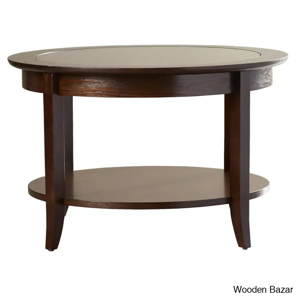 Wilfredon Round Solid Wood Coffee Table In Chocolate Oak And Center