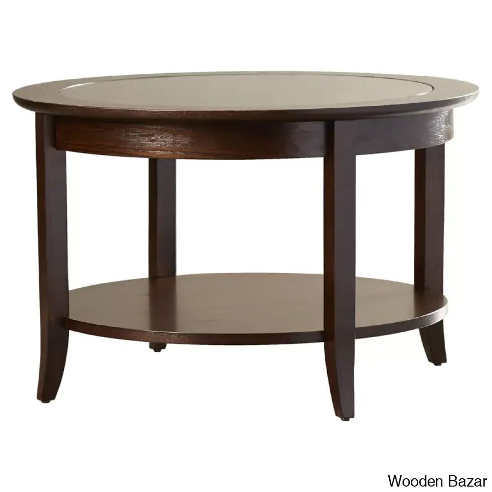 Wilfredon Round Solid Wood Coffee Table In Chocolate Oak And Center