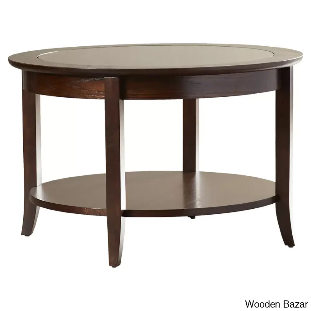 Wilfredon Round Solid Wood Coffee Table In Chocolate Oak And Center