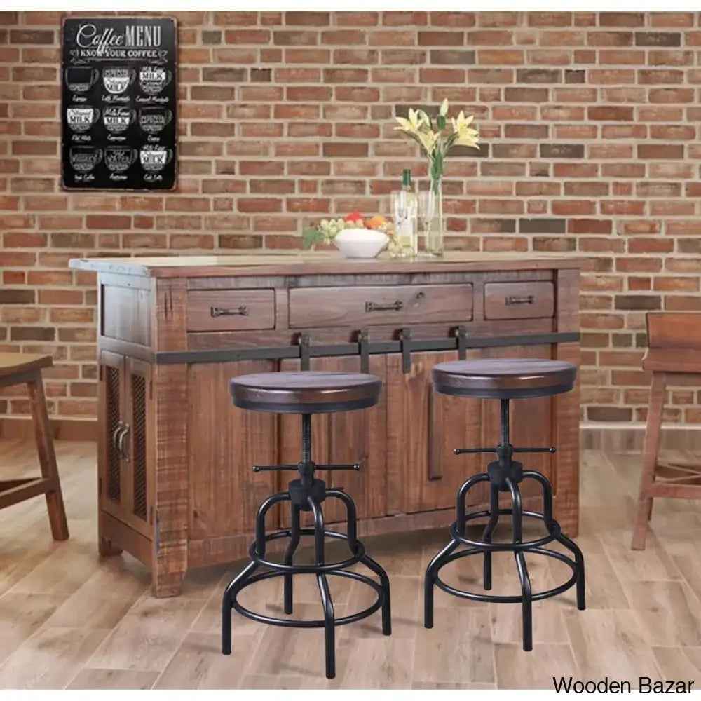 Willettono Swivel Adjustable Height Counter And Bar Stool With Metal Frame