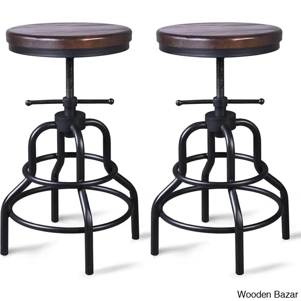 Willettono Swivel Adjustable Height Counter And Bar Stool With Metal Frame Black/Dark Brown