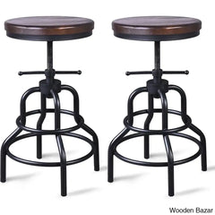 Willettono Swivel Adjustable Height Counter And Bar Stool With Metal Frame Black/Dark Brown