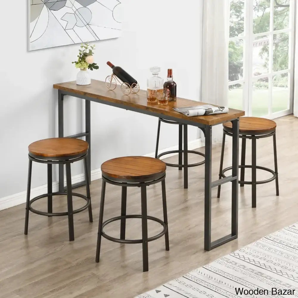 Willio Solid Wood Swivel 24.2’’ Counter And Bar Stool For Dining Room Bistro 3 Piece