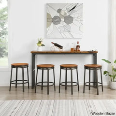 Willio Solid Wood Swivel 24.2’’ Counter And Bar Stool For Dining Room Bistro 4 Piece