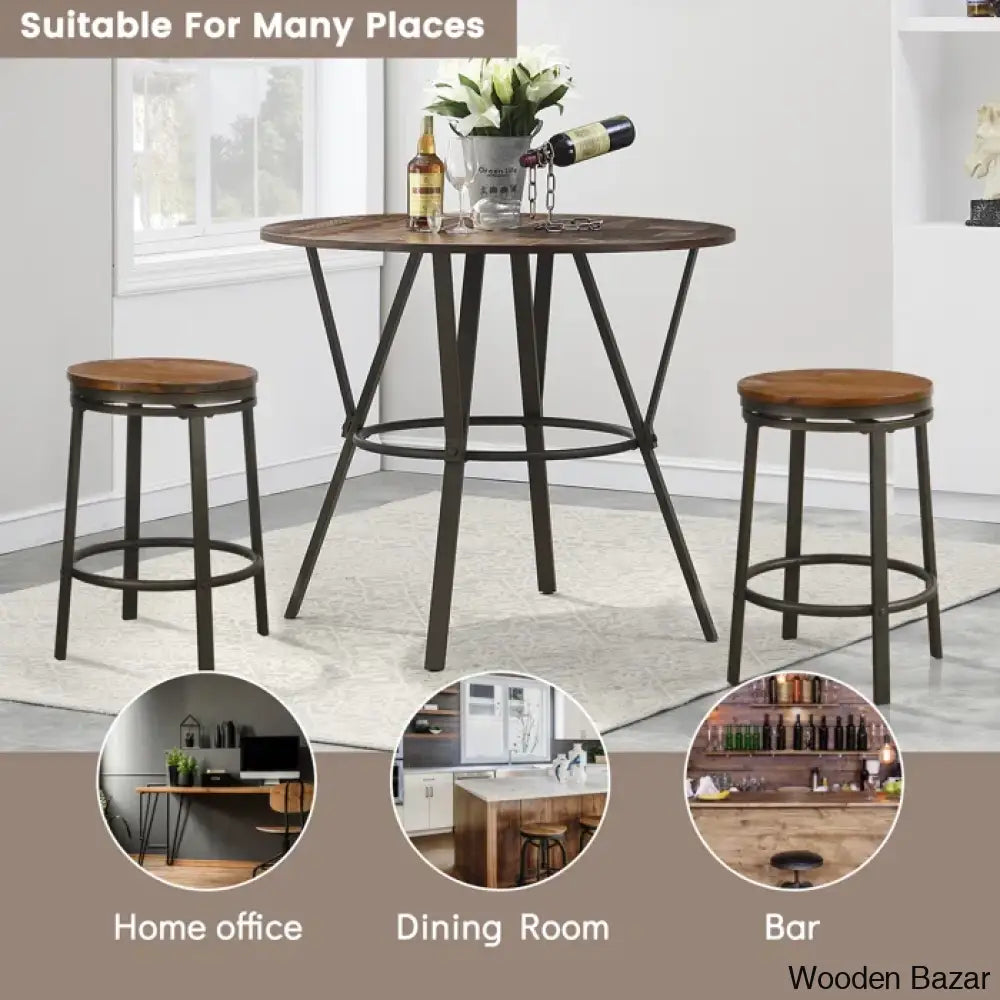 Willio Solid Wood Swivel 24.2’’ Counter And Bar Stool For Dining Room Bistro