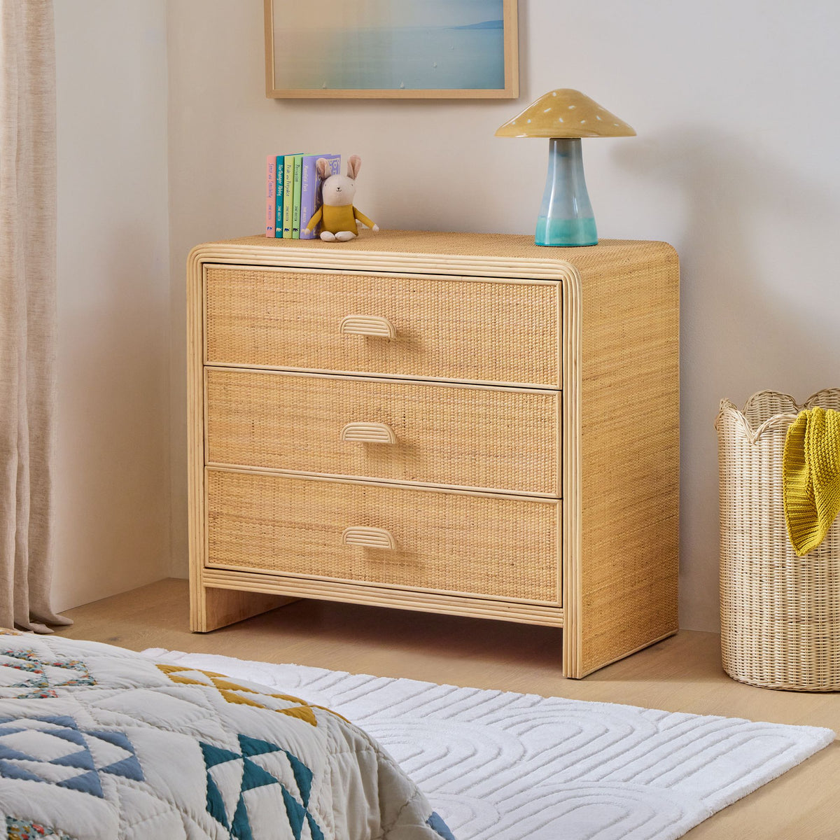 Kittow Rattan 3-Drawer Dresser - Wooden Bazar