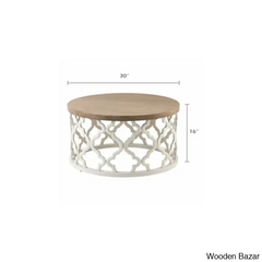 Windfield Farmhouse Round Coffee Table Rustic Distressed Wood Top