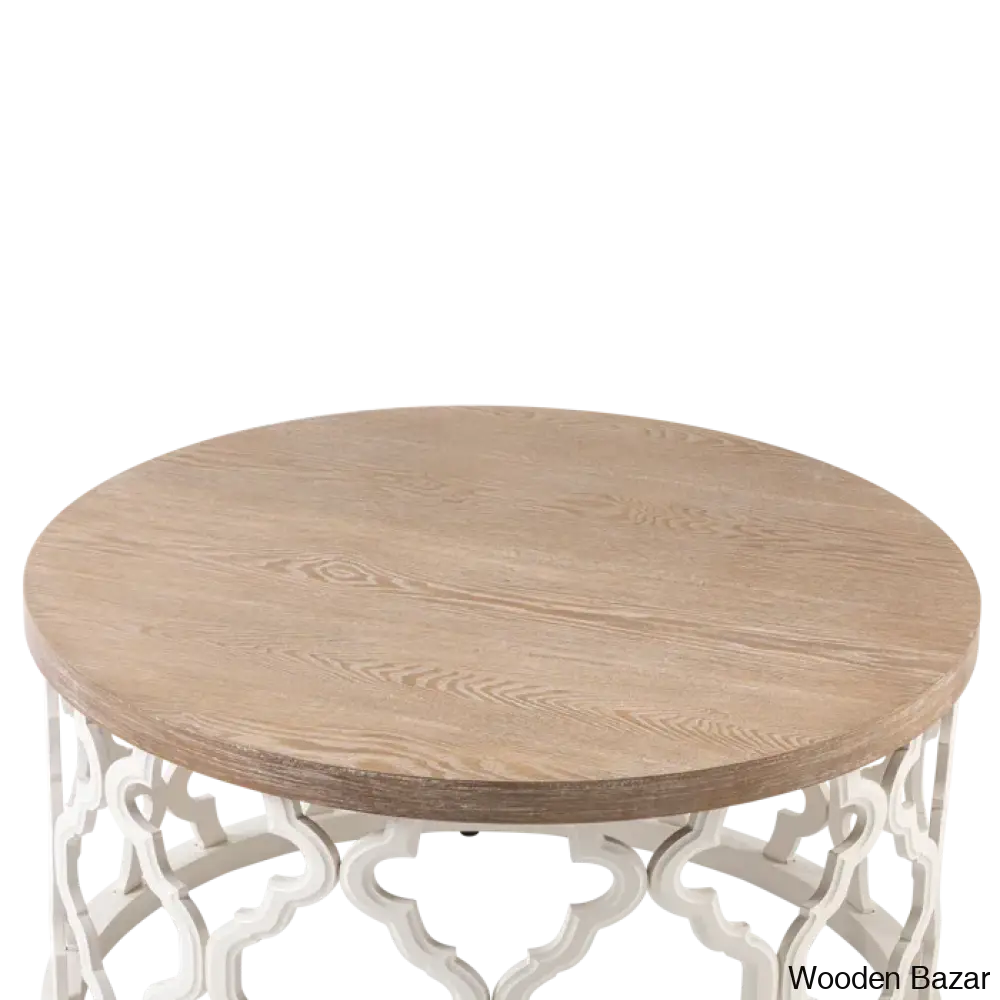 Windfield Farmhouse Round Coffee Table Rustic Distressed Wood Top