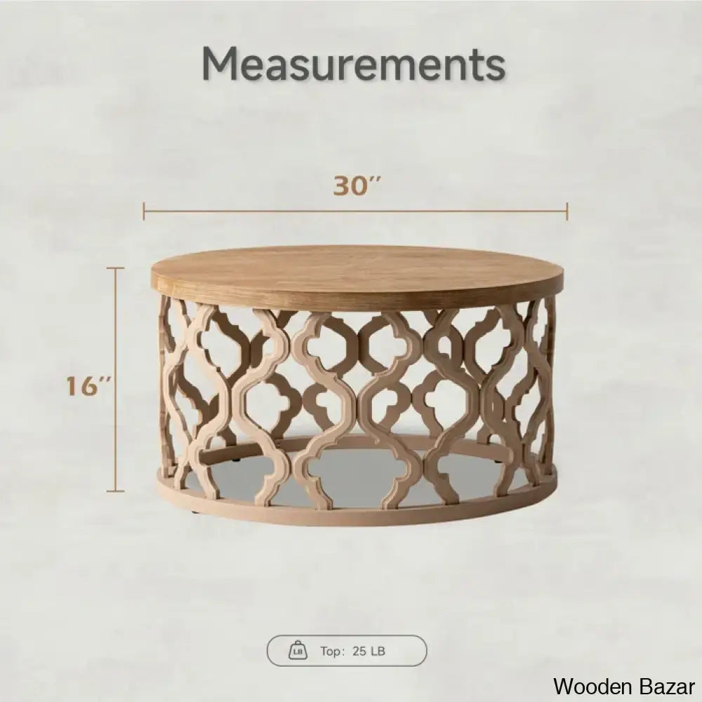 Windfield Farmhouse Round Coffee Table Rustic Distressed Wood Top
