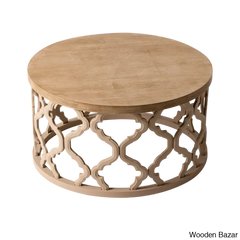 Windfield Farmhouse Round Coffee Table Rustic Distressed Wood Top