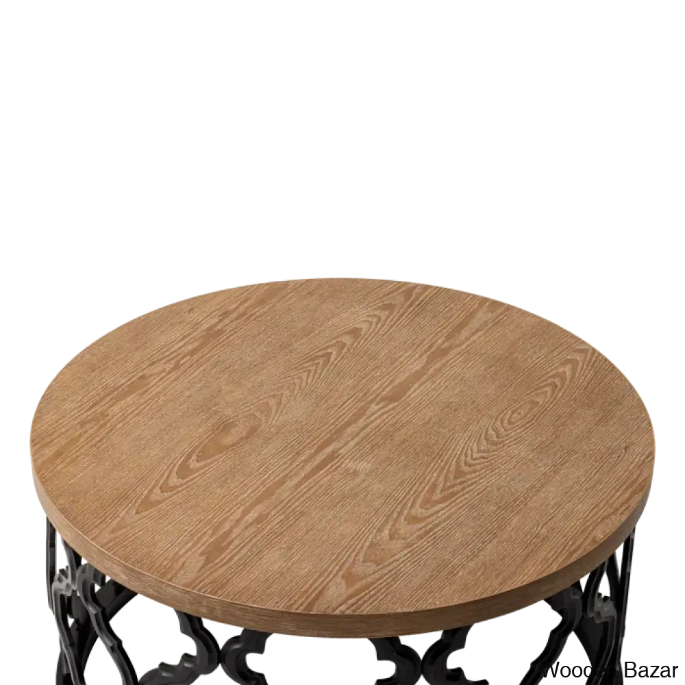 Windfield Farmhouse Round Coffee Table Rustic Distressed Wood Top