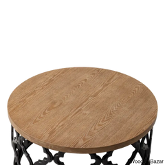Windfield Farmhouse Round Coffee Table Rustic Distressed Wood Top
