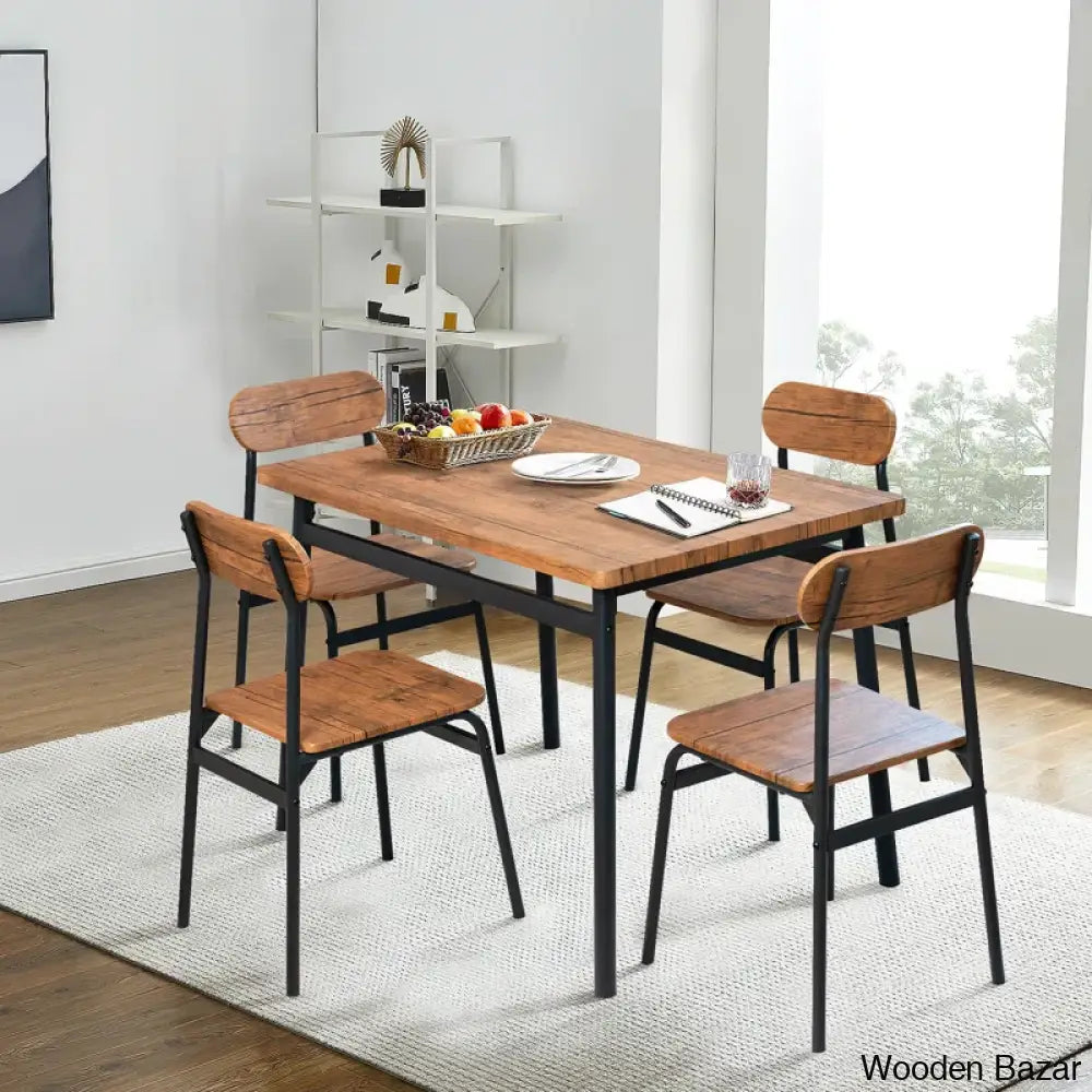 Winston Stylish Wooden 4 Seater Dining Table Set - Bazar