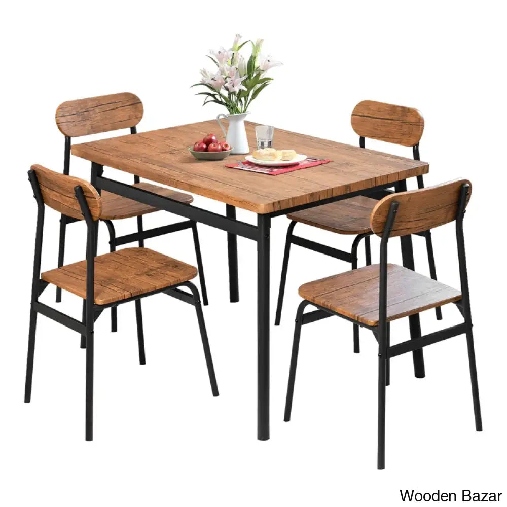 Winston Stylish Wooden 4 Seater Dining Table Set - Bazar