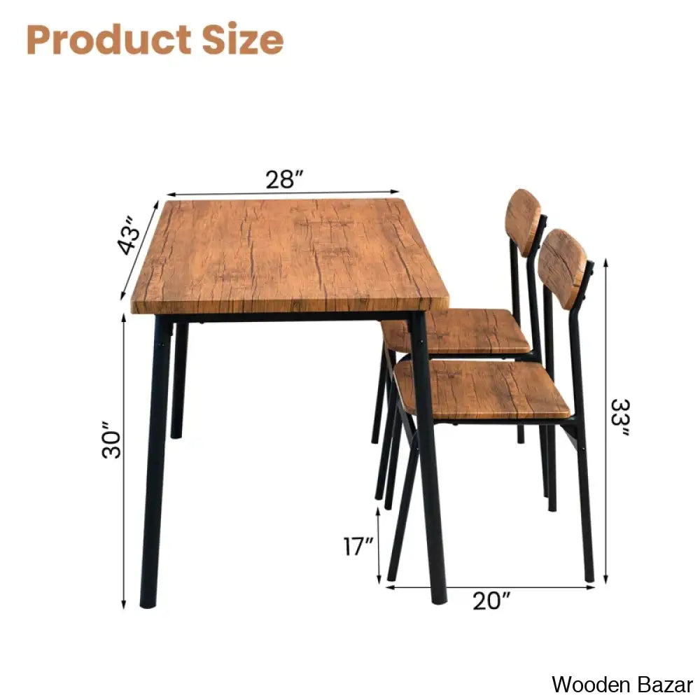 Winston Stylish Wooden 4 Seater Dining Table Set - Bazar