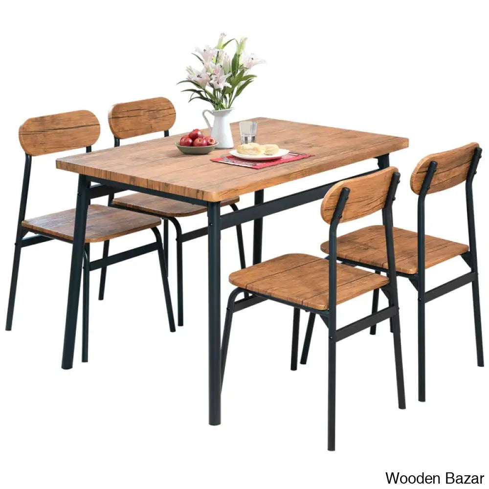 Winston Stylish Wooden 4 Seater Dining Table Set - Bazar