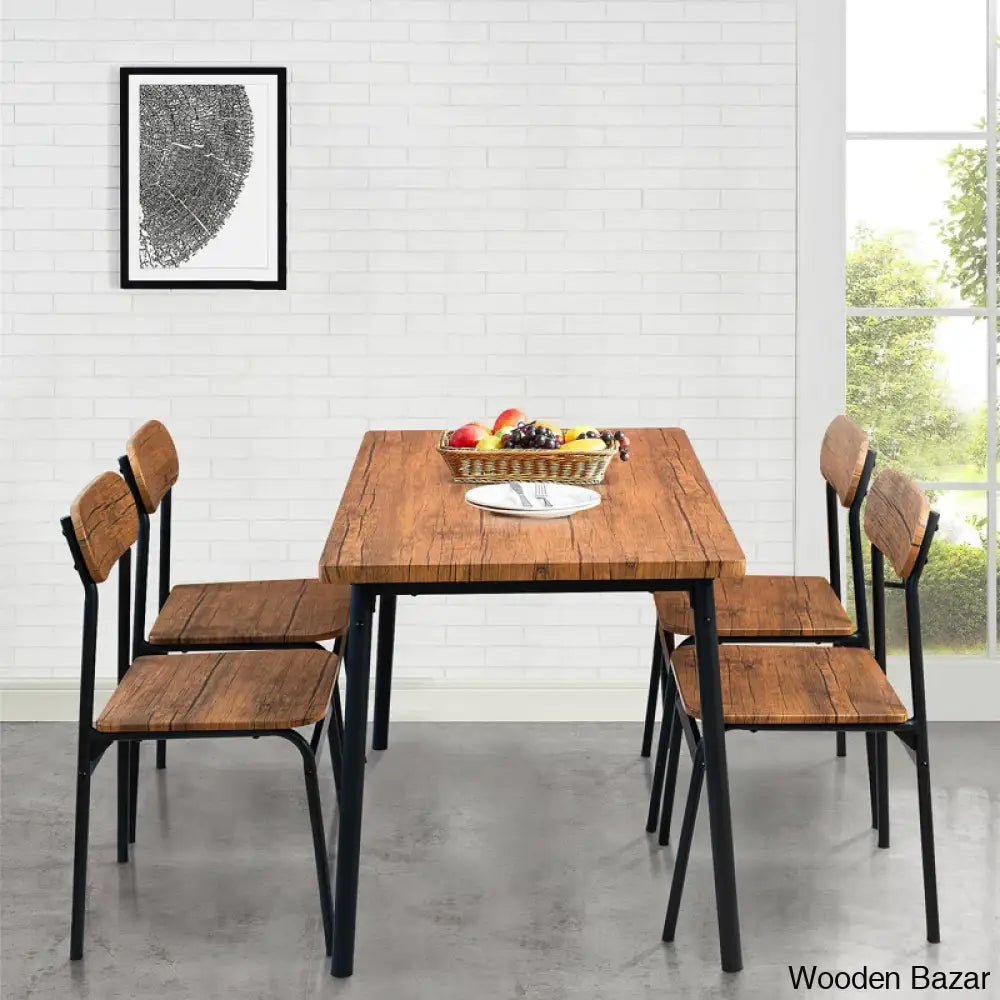 Winston Stylish Wooden 4 Seater Dining Table Set - Bazar