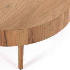 Edden Wood Drum Round Coffee Table - Wooden Bazar