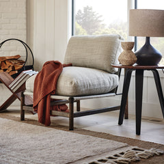 Sinphered Wood & Metal Framed Chair - Wooden Bazar