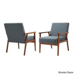  This Set of 2 Chairs  is made of original teak wood, with a retro look that creates mid-century style, combined with advanced comfortable cushions to provide all-around back support.